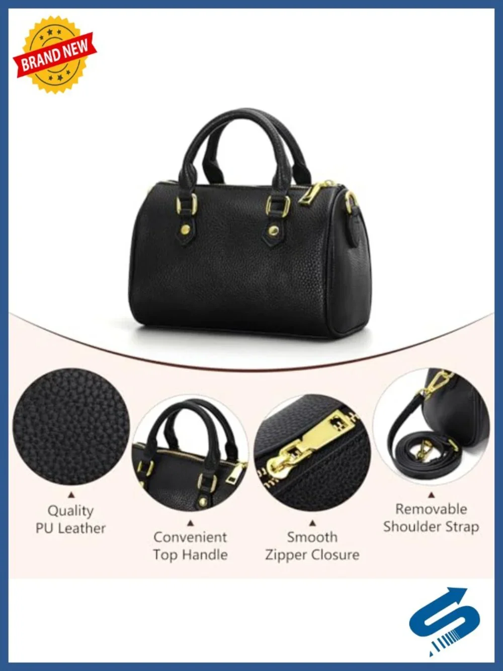 Women's Small Vegan Leather Crossbody Satchel Bag Top Handle Shoulder Purse